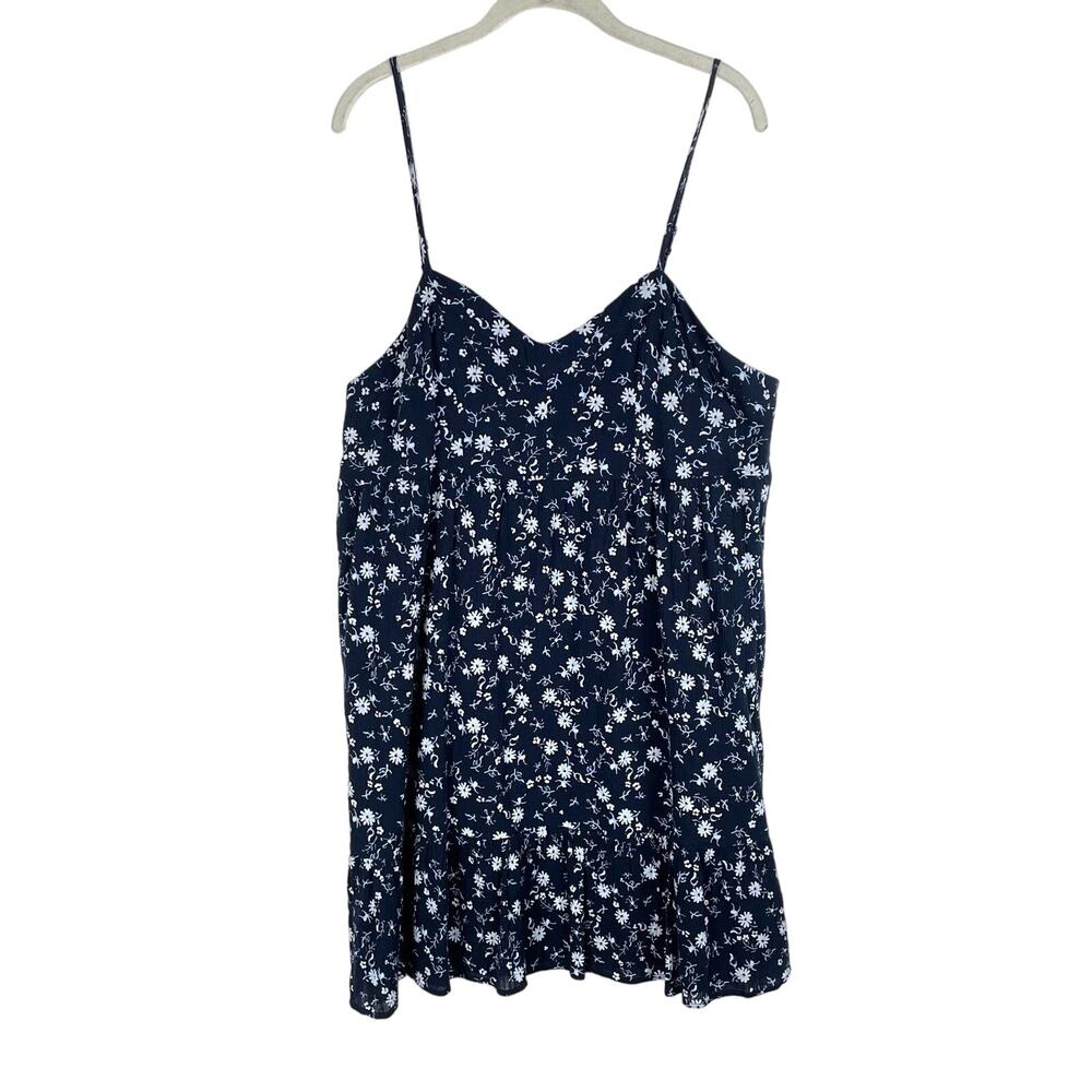 Abound Devon Floral Cotton Babydoll Minidress Navy Blue Plus Size 2X